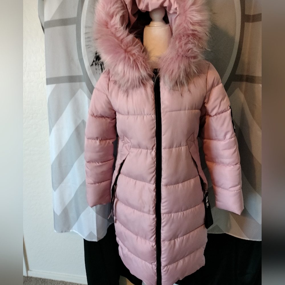 Pink puffer coat